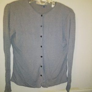Valerie Stevens womens silk cable knit grey cardigan SZ M.